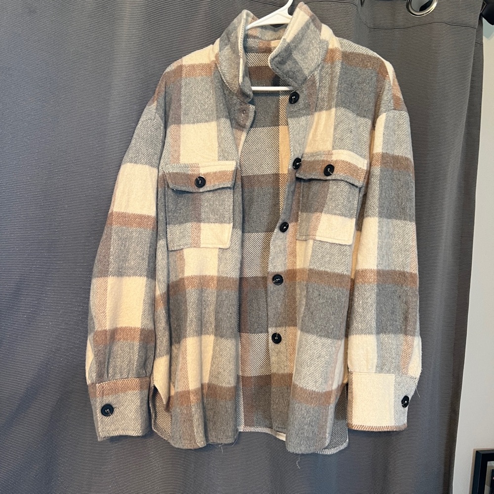Amazon Cream and Gray Shacket